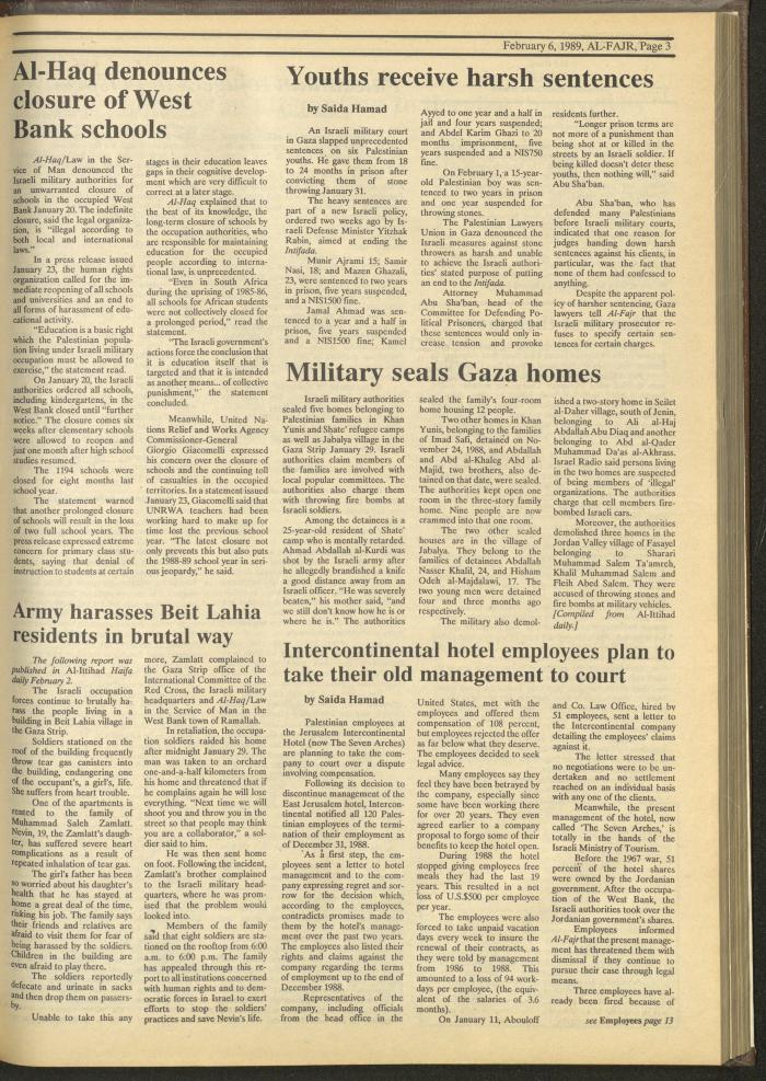 Issue 455 of al-Fajr Newspaper, 6 February 1989