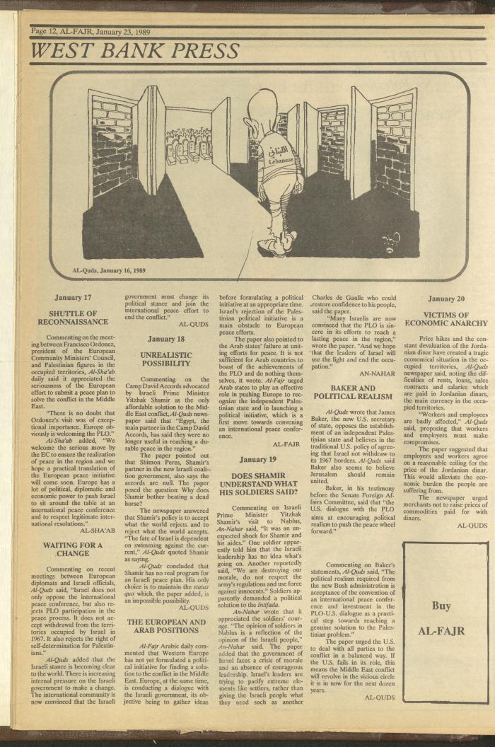 Issue 453 of al-Fajr Newspaper, 23 January 1989