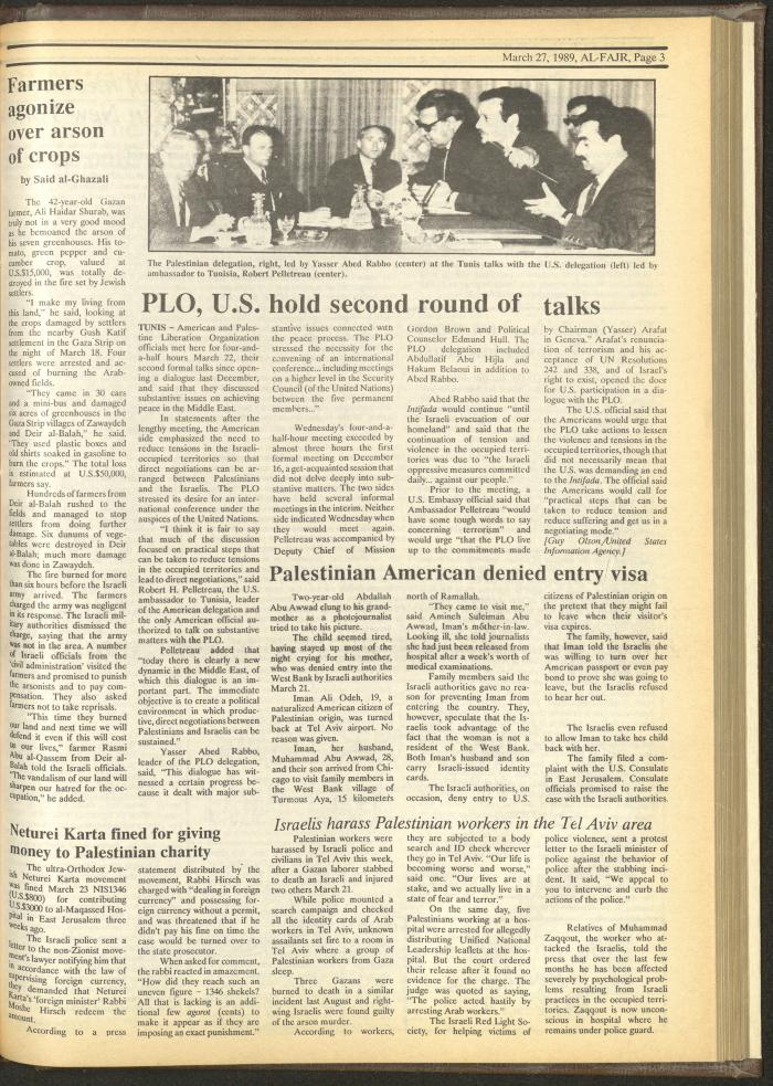 Issue 462 of al-Fajr Newspaper, 27 March 1989