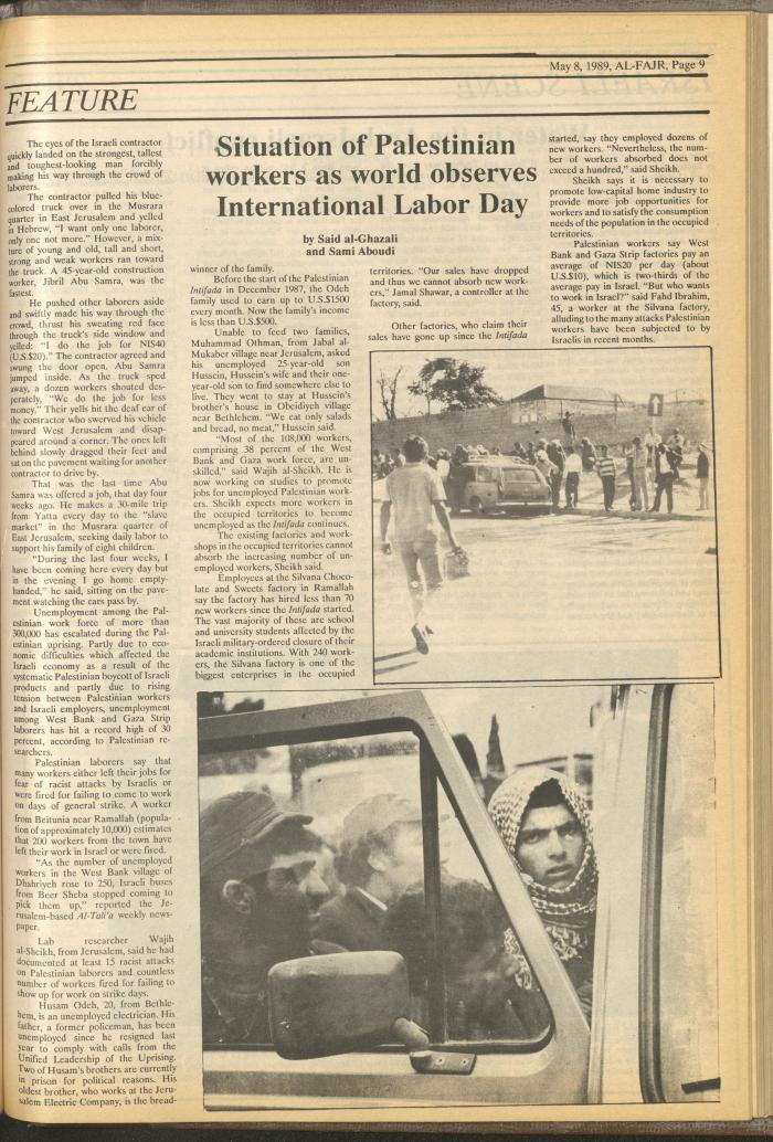 Issue 468 of al-Fajr Newspaper, 8 May 1989