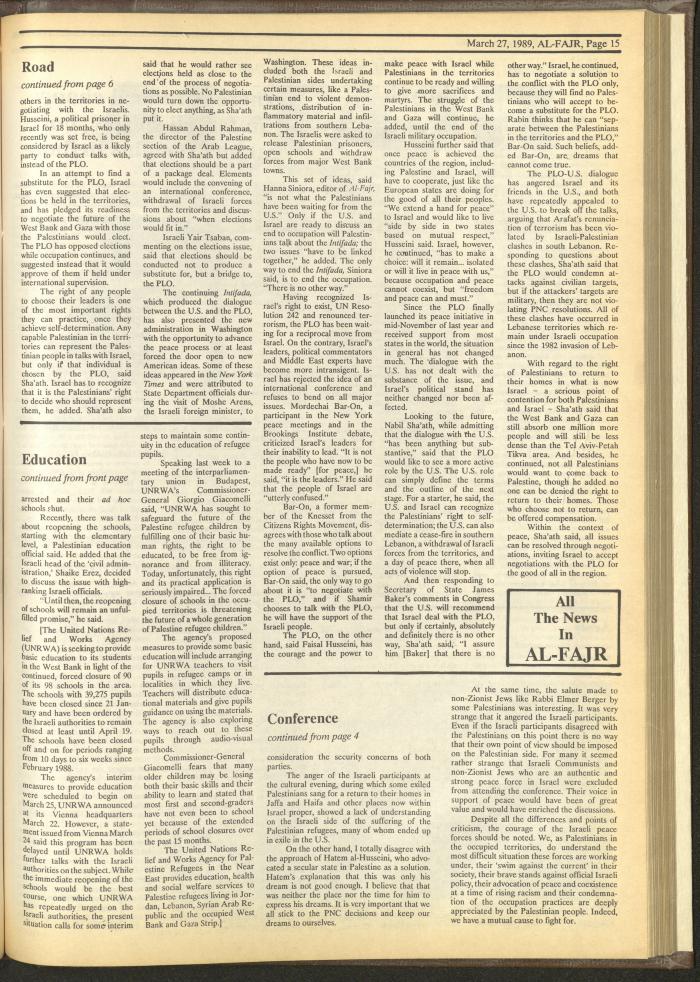 Issue 462 of al-Fajr Newspaper, 27 March 1989