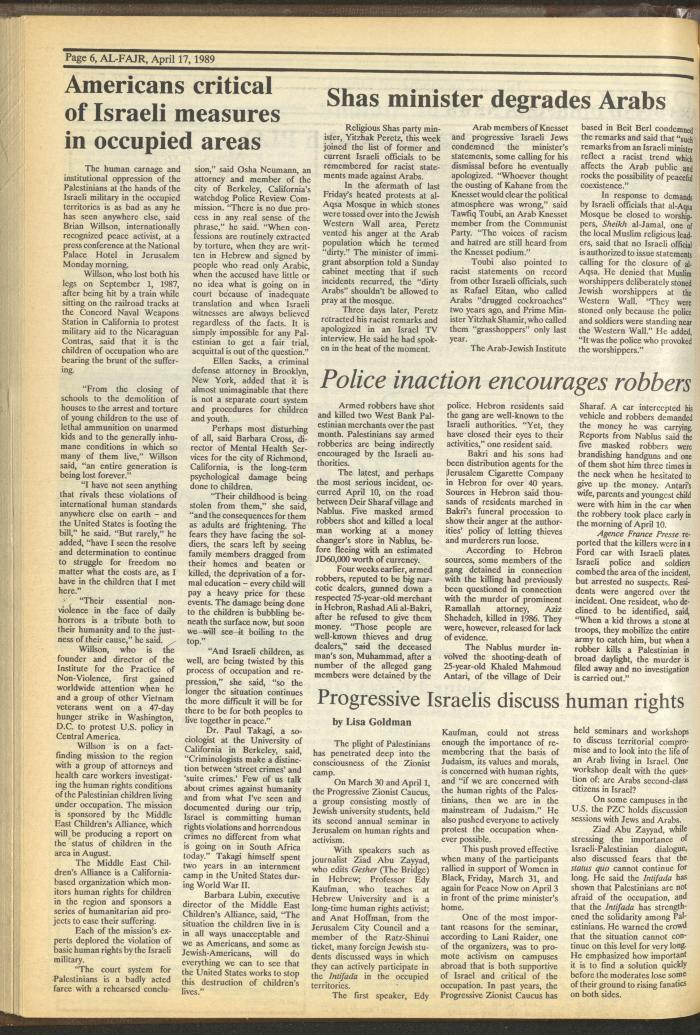 Issue 465 of al-Fajr Newspaper, 17 April 1989