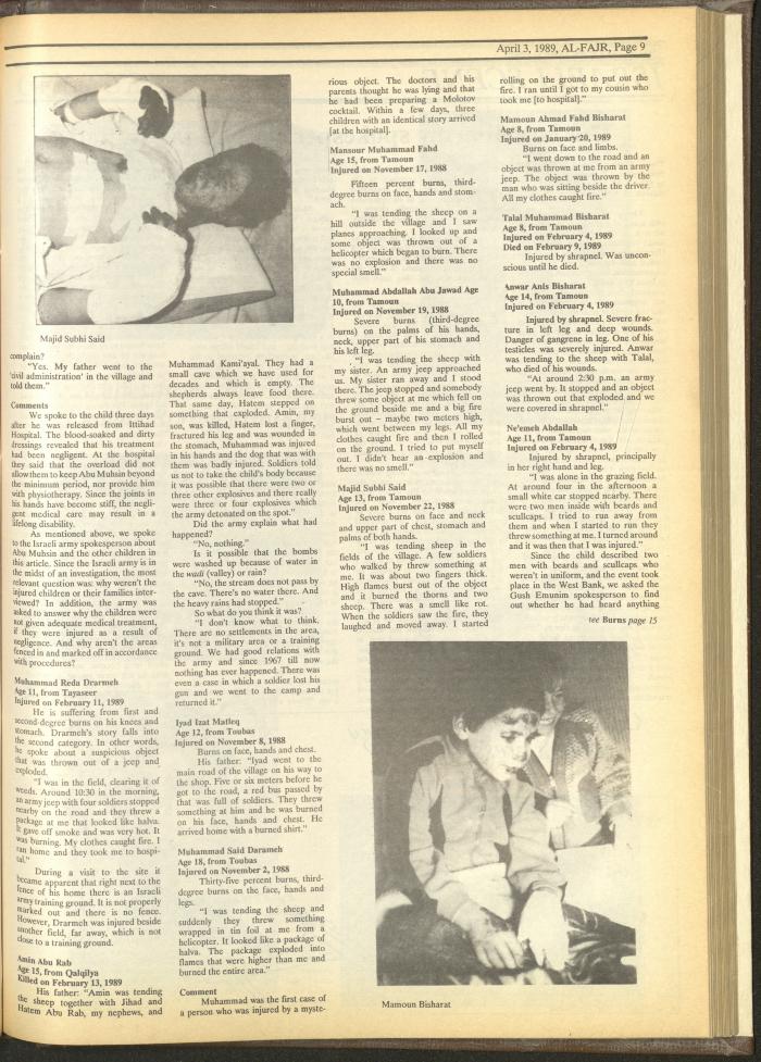 Issue 463 of al-Fajr Newspaper, 3 April 1989