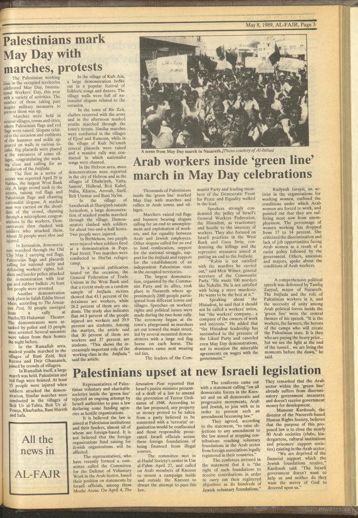 Issue 468 of al-Fajr Newspaper, 8 May 1989