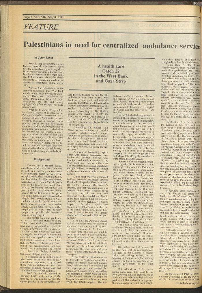 Issue 468 of al-Fajr Newspaper, 8 May 1989