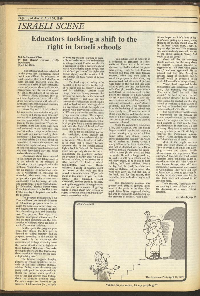 Issue 466 of al-Fajr Newspaper, 24 April 1989