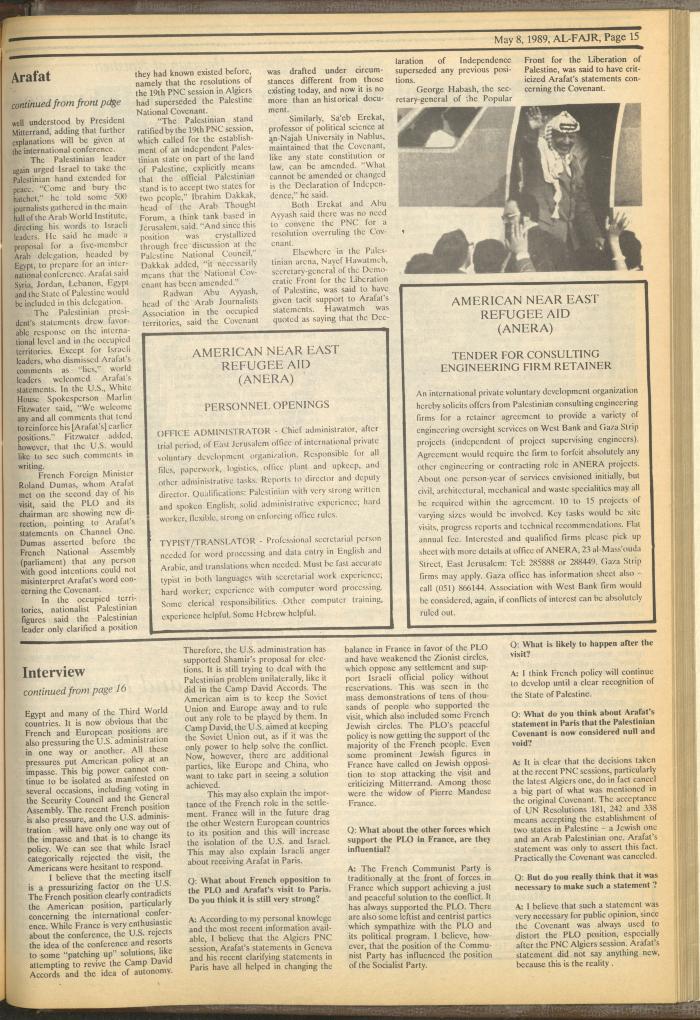 Issue 468 of al-Fajr Newspaper, 8 May 1989