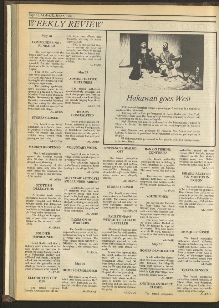 العدد 472 من جريدة الفجر، 5 حزيران 1989