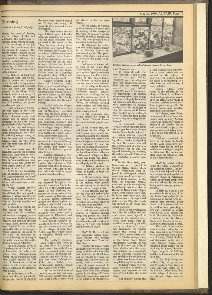 Issue 471 of al-Fajr Newspaper, 29 May 1989