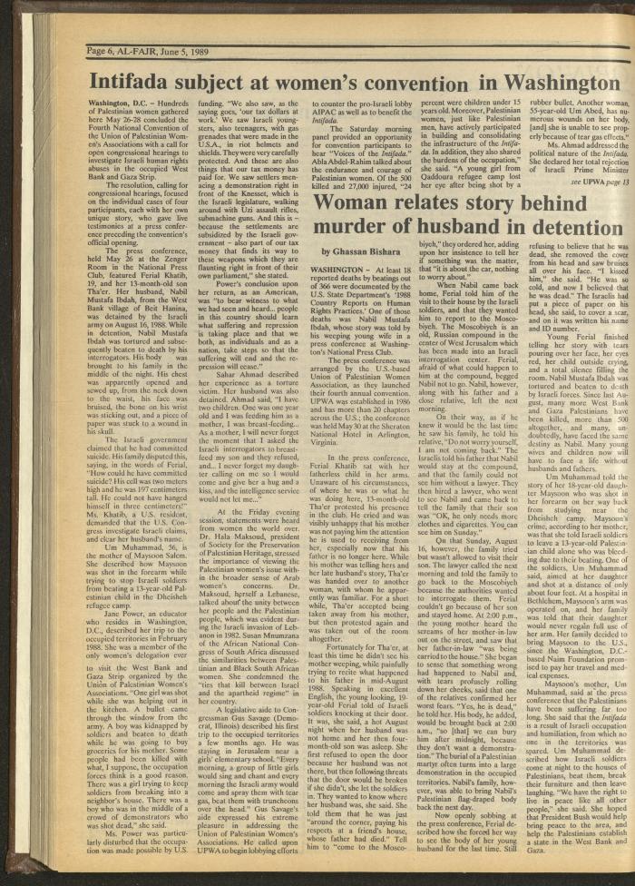 العدد 472 من جريدة الفجر، 5 حزيران 1989