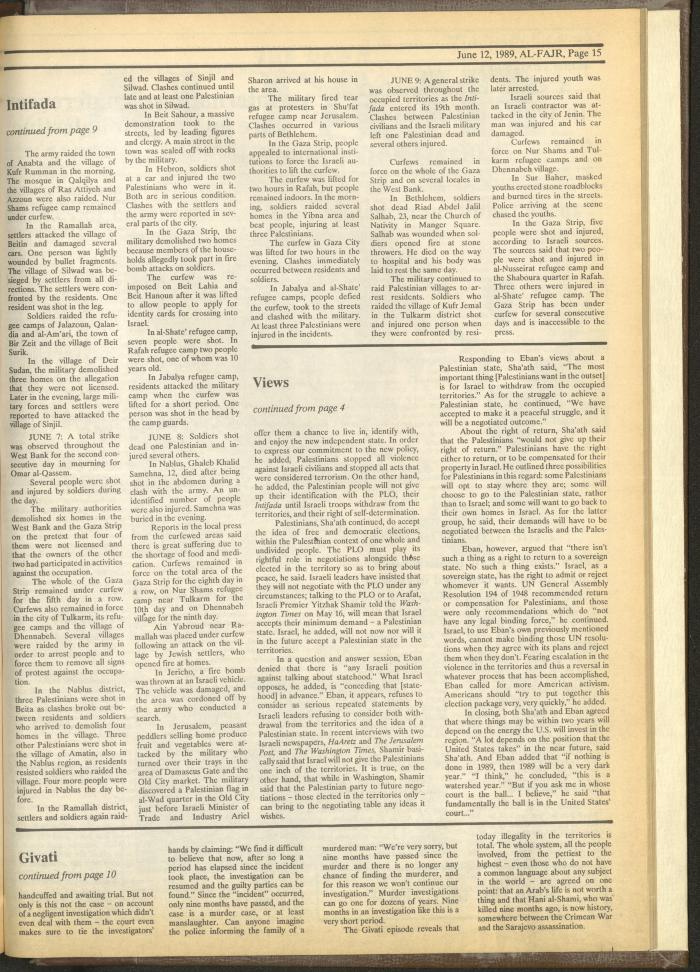 العدد 473 من جريدة الفجر، 12 حزيران 1989