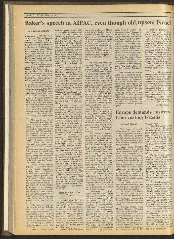 Issue 471 of al-Fajr Newspaper, 29 May 1989
