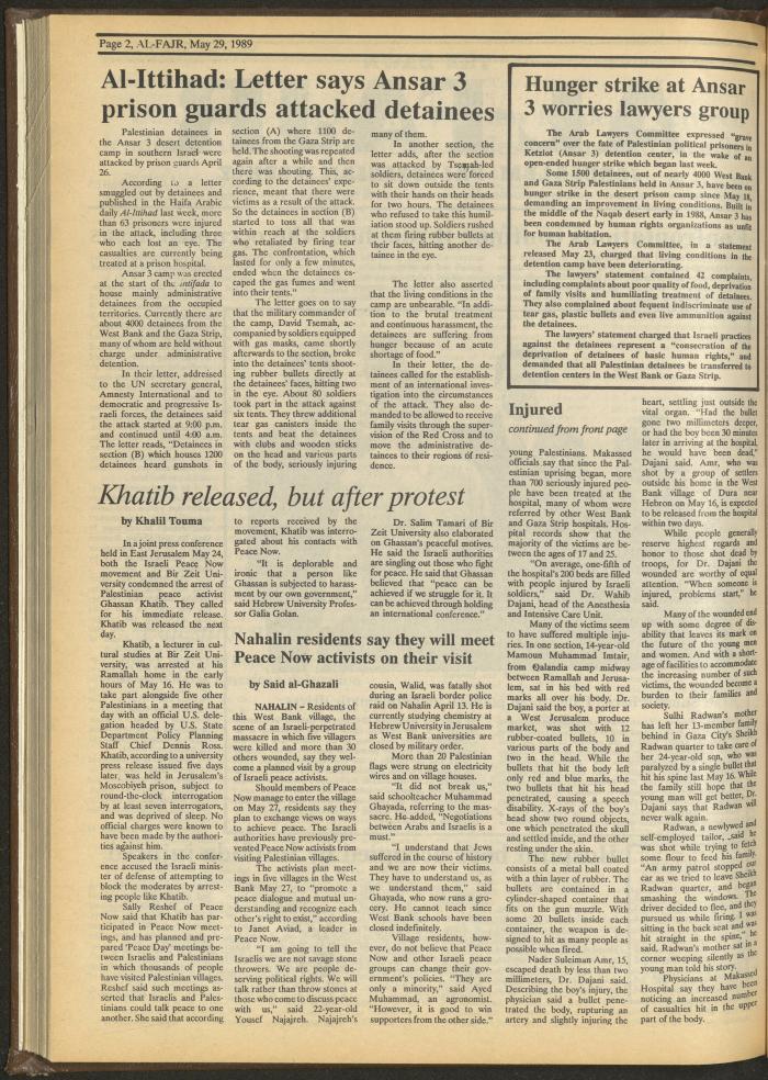 Issue 471 of al-Fajr Newspaper, 29 May 1989