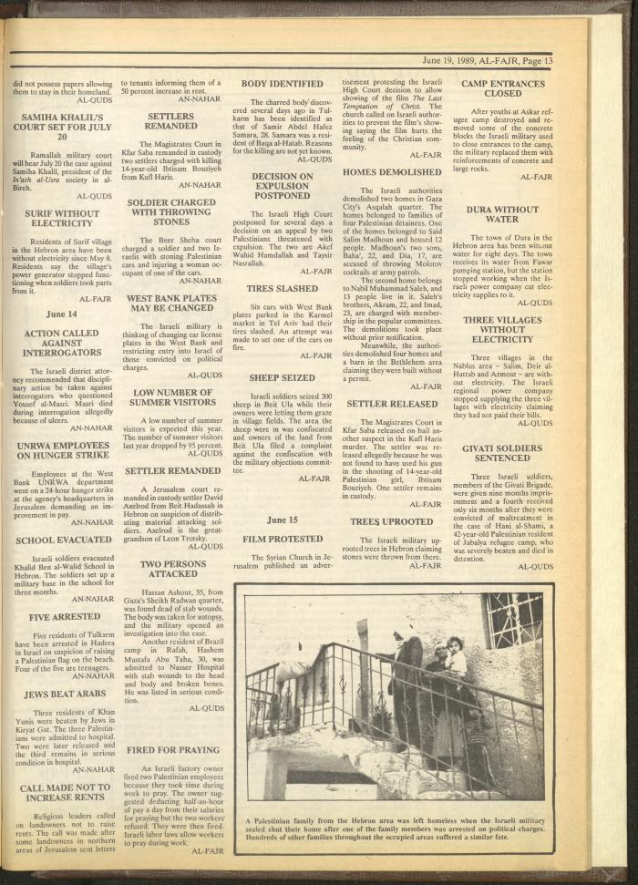 Issue 474 of al-Fajr Newspaper, 19 June 1989