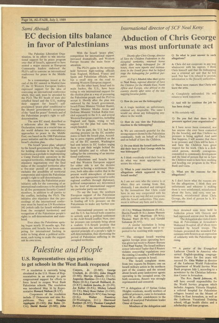 العدد 476 من جريدة الفجر، 3 تموز 1989