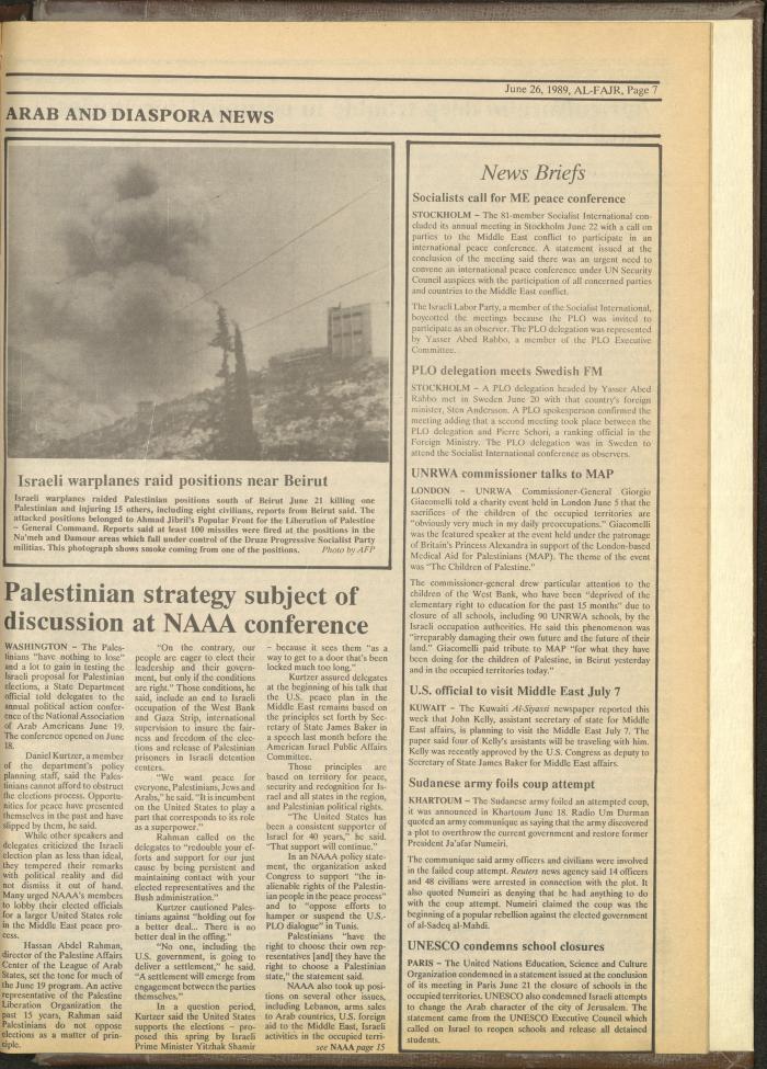 Issue 475 of al-Fajr Newspaper, 26 June 1989