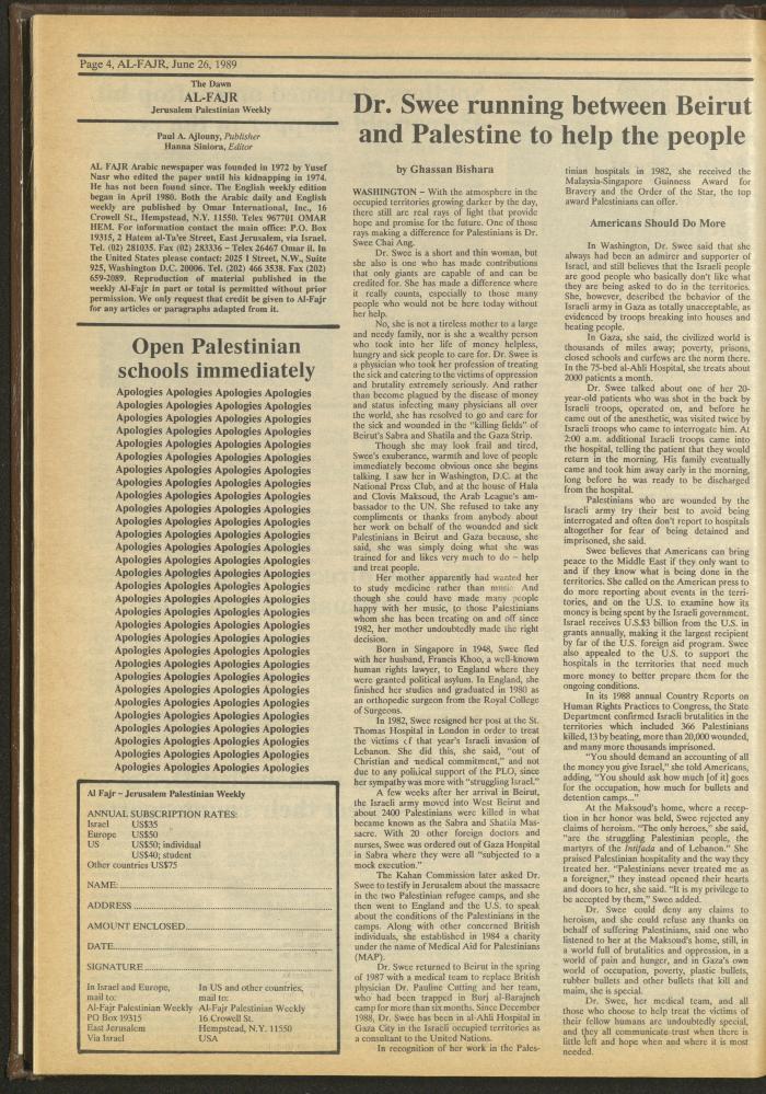 Issue 475 of al-Fajr Newspaper, 26 June 1989
