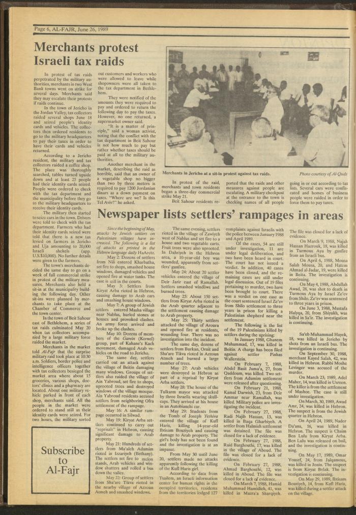 Issue 475 of al-Fajr Newspaper, 26 June 1989