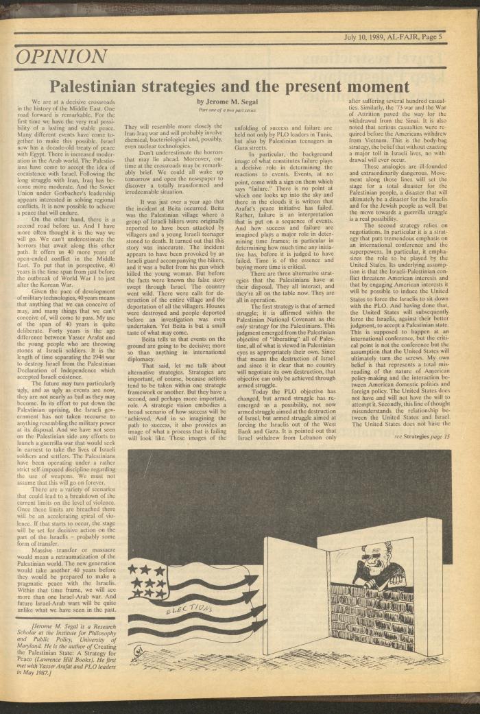 Issue 477 of al-Fajr Newspaper, 10 July 1989