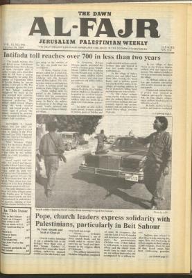 Issue 493 of al-Fajr Newspaper, 30 October 1989