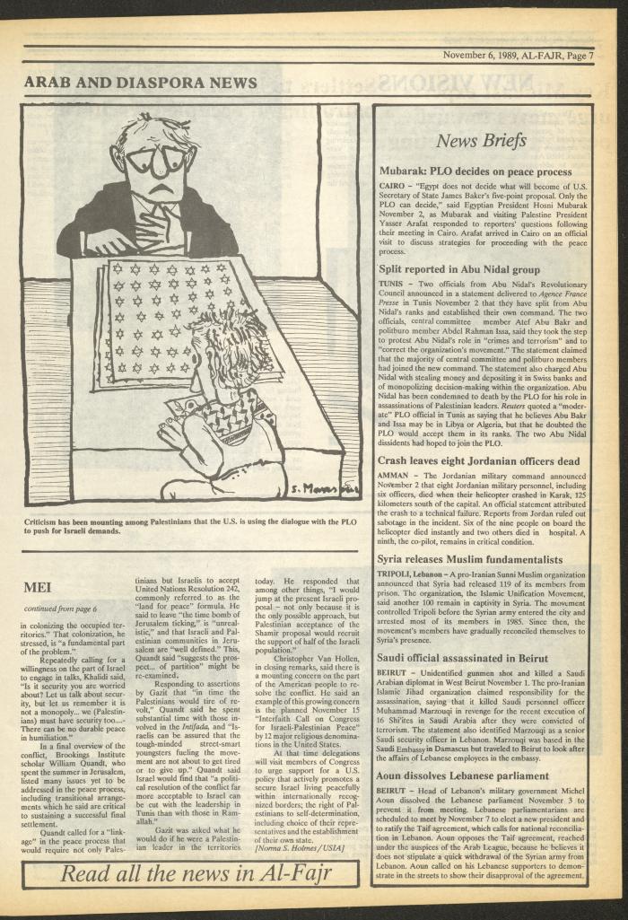 Issue 494 of al-Fajr Newspaper, 6 November 1989