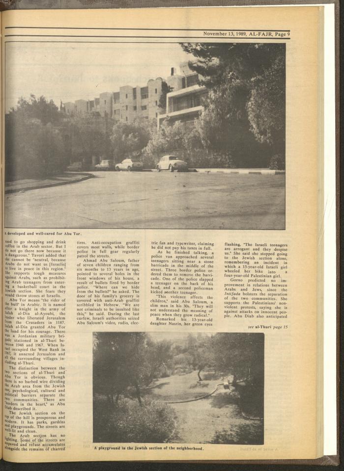 Issue 495 of al-Fajr Newspaper, 13 November 1989
