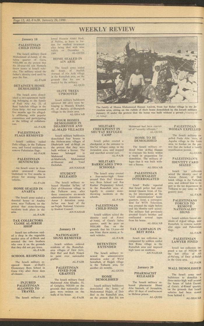 العدد 506 من جريدة الفجر، 29 كانون الثاني 1990