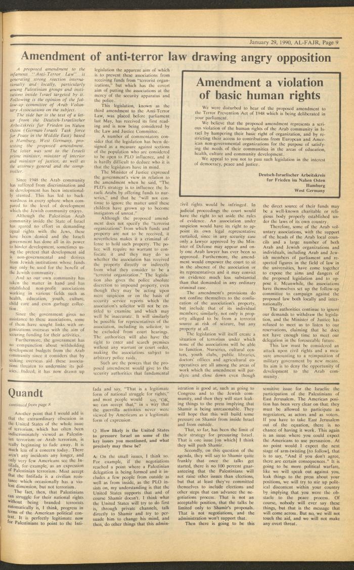 العدد 506 من جريدة الفجر، 29 كانون الثاني 1990