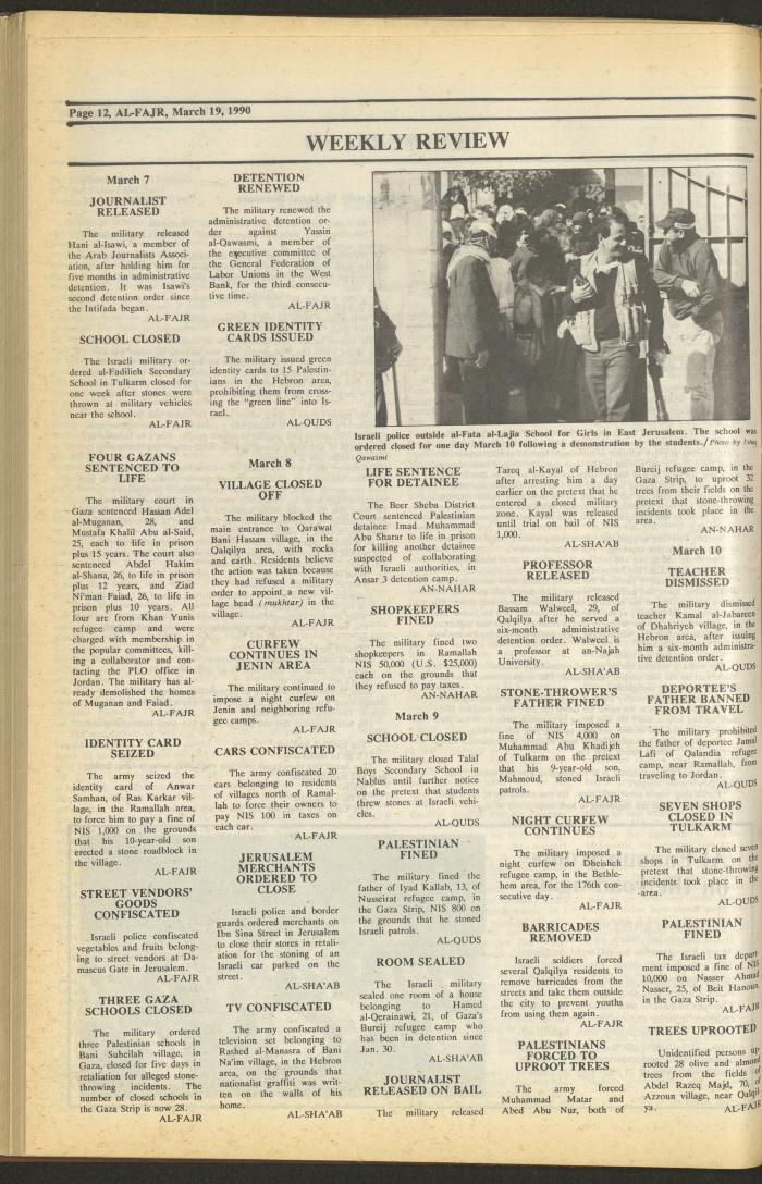 العدد 513 من جريدة الفجر، 19 آذار 1990