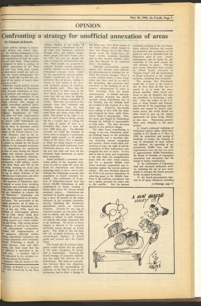 Issue 523 of al-Fajr Newspaper, 28 May 1990