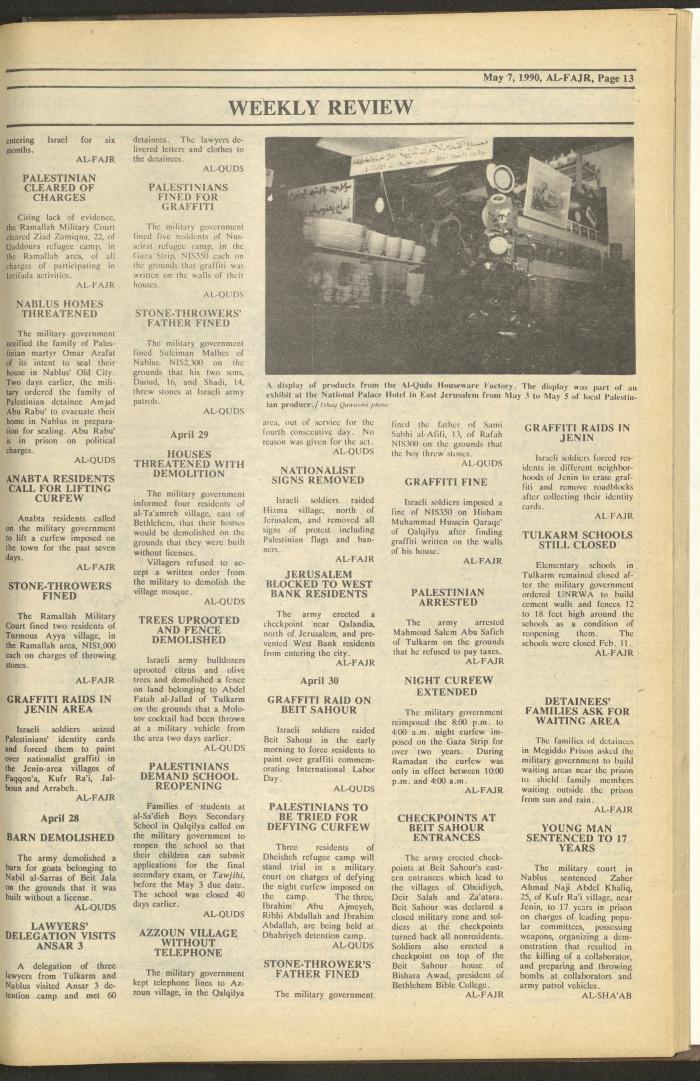 Issue 520 of al-Fajr Newspaper, 7 May 1990
