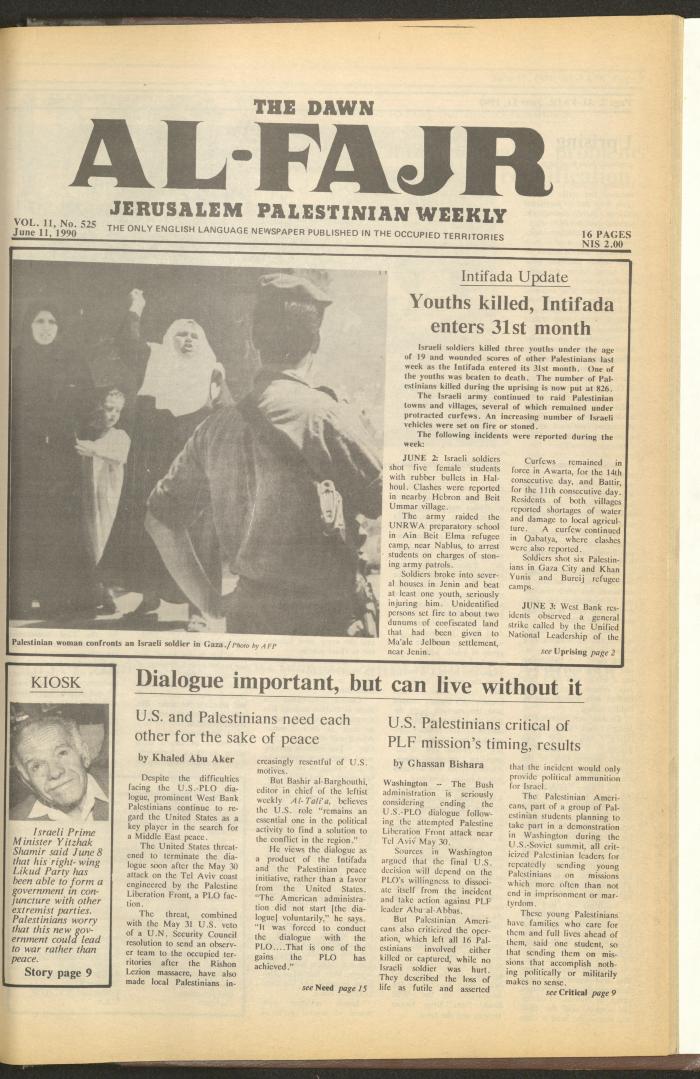 Issue 525 of al-Fajr Newspaper, 11 June 1990