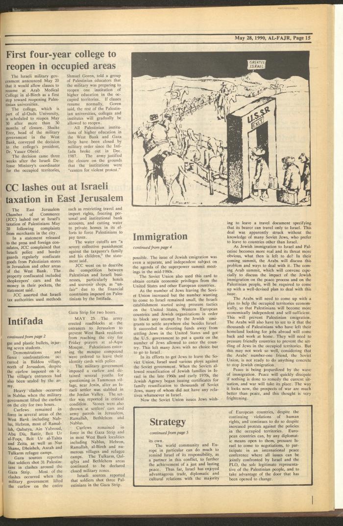 Issue 523 of al-Fajr Newspaper, 28 May 1990
