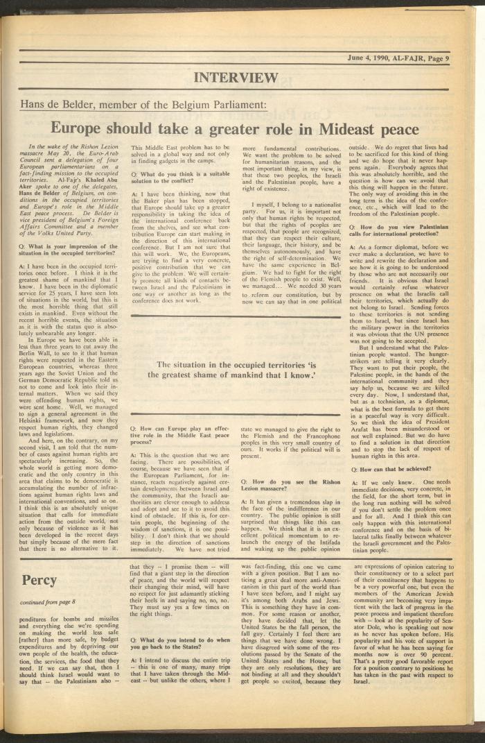 Issue 524 of al-Fajr Newspaper, 4 June 1990