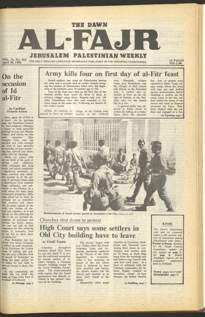 Issue 519 of al-Fajr Newspaper, 30 April 1990