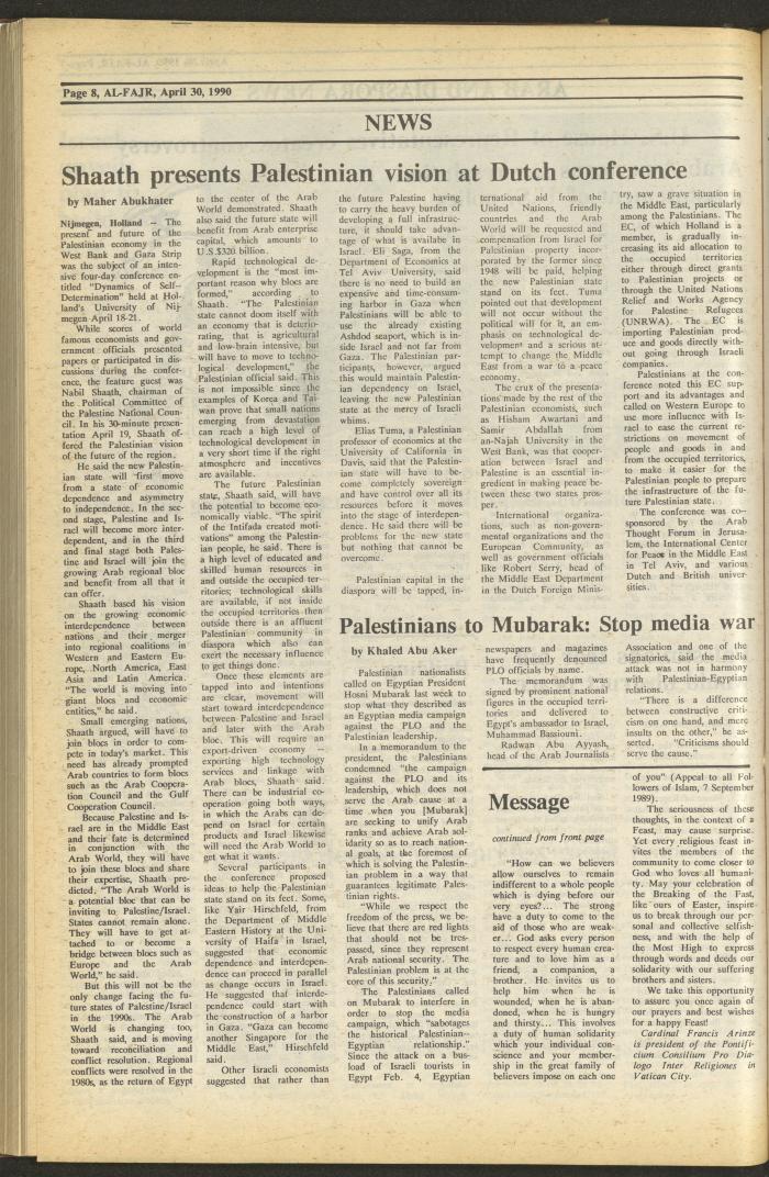 Issue 519 of al-Fajr Newspaper, 30 April 1990