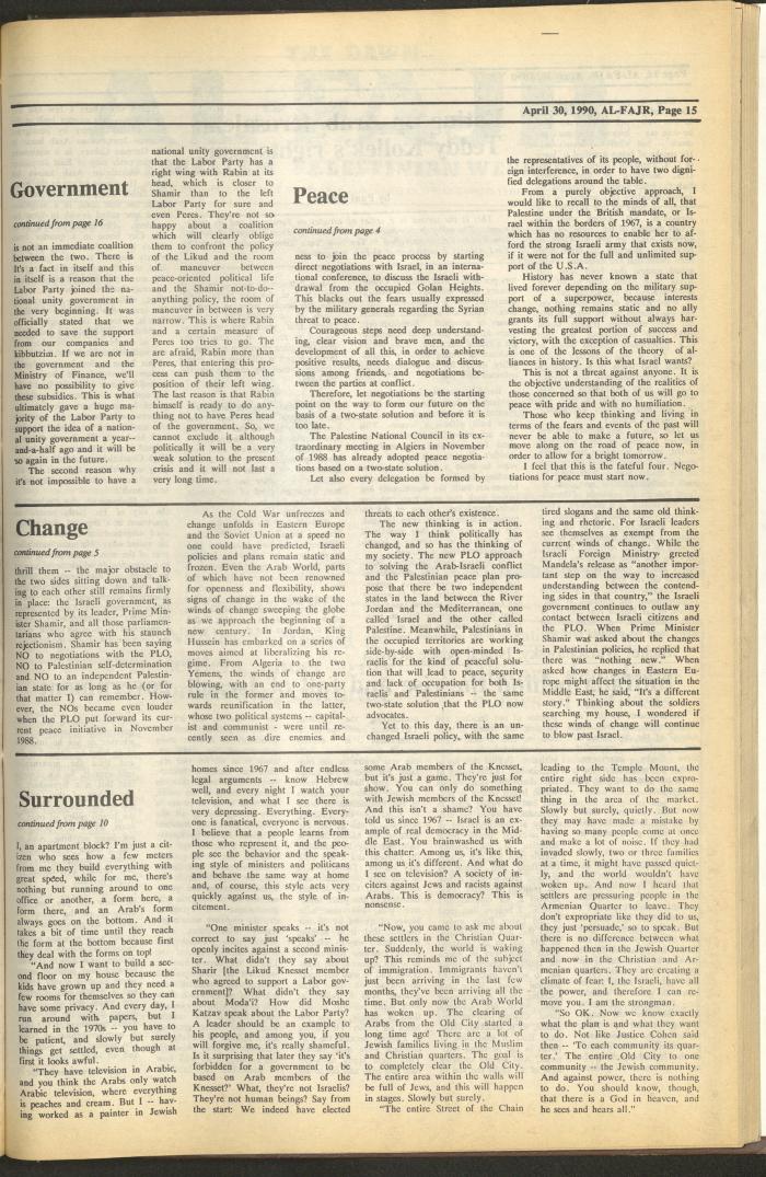 Issue 519 of al-Fajr Newspaper, 30 April 1990