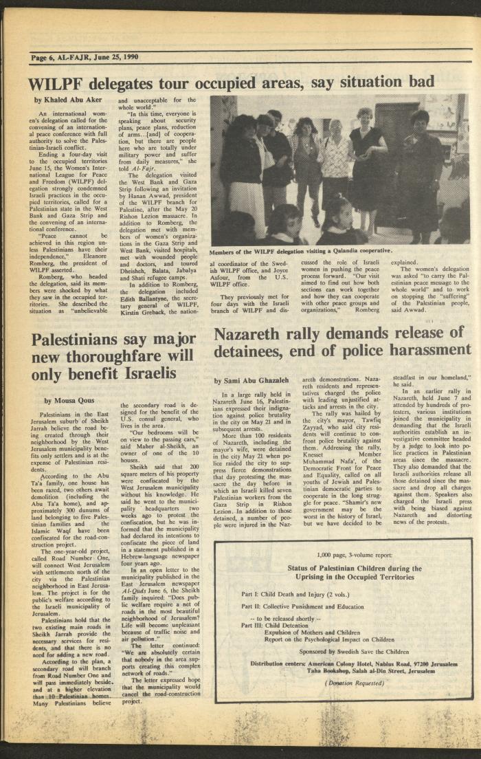 Issue 527 of al-Fajr Newspaper, 25 June 1990