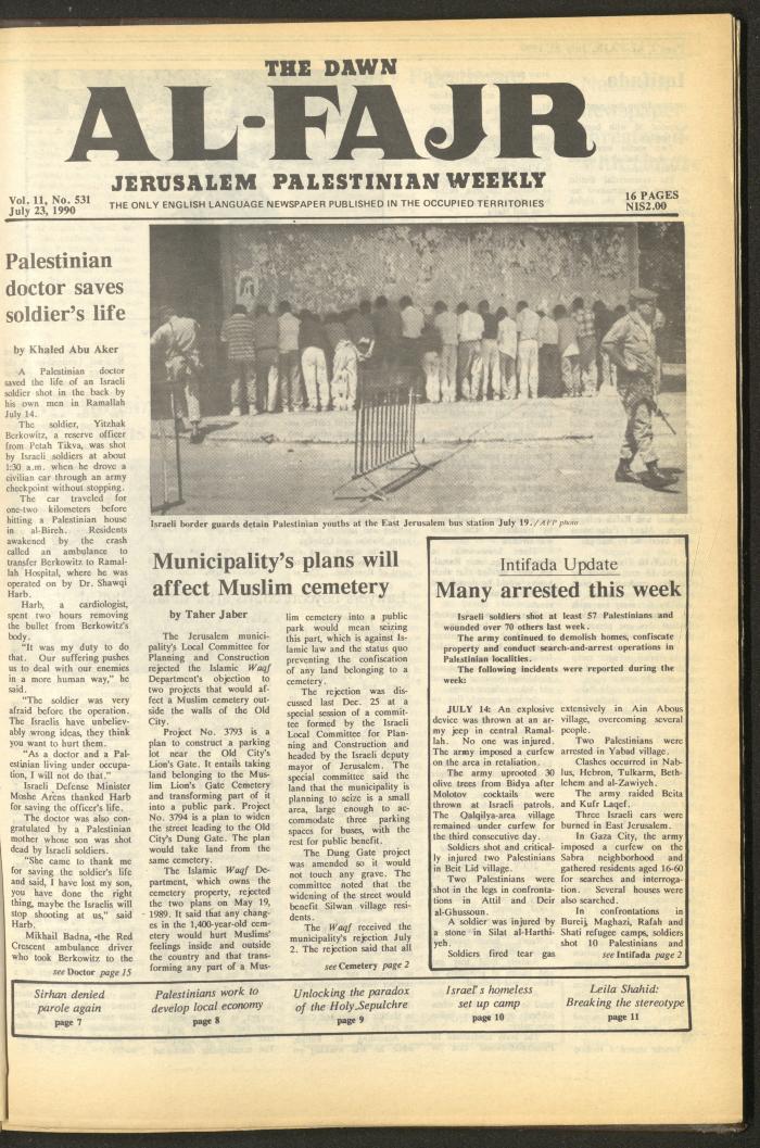Issue 531 of al-Fajr Newspaper, 23 July 1990