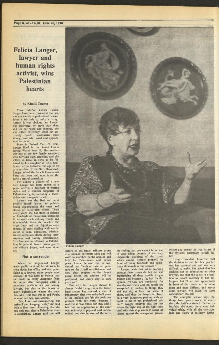 Issue 527 of al-Fajr Newspaper, 25 June 1990