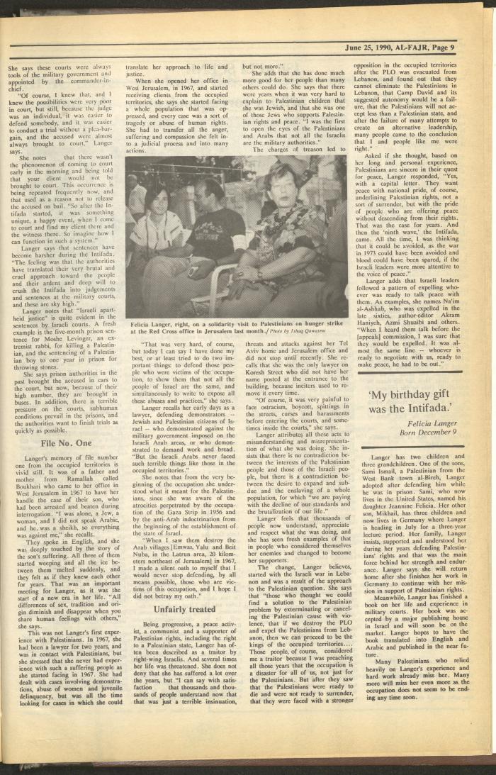 Issue 527 of al-Fajr Newspaper, 25 June 1990