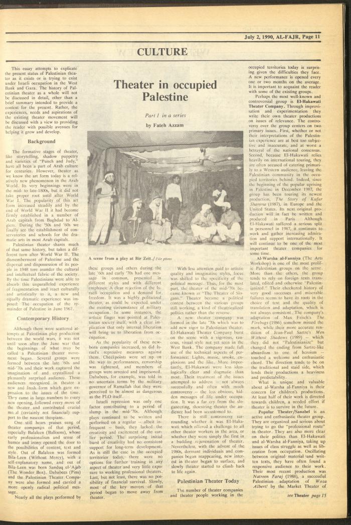 Issue 528 of al-Fajr Newspaper, 2 July 1990