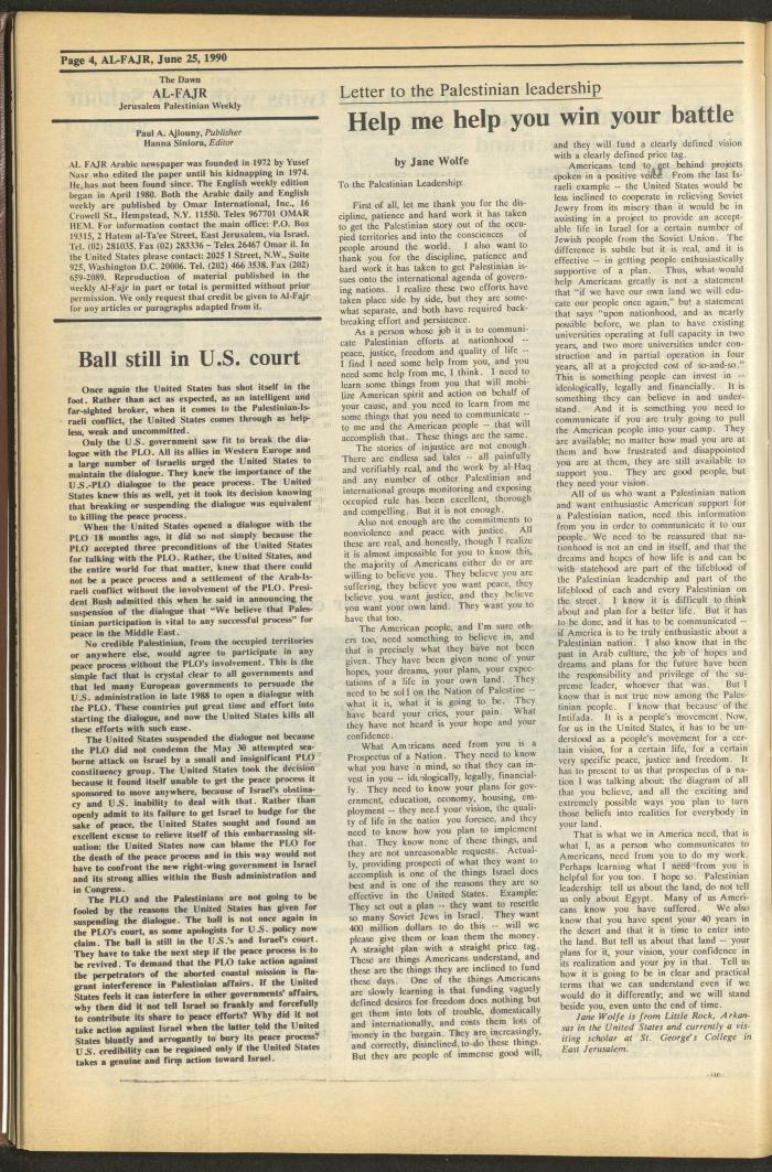 Issue 527 of al-Fajr Newspaper, 25 June 1990