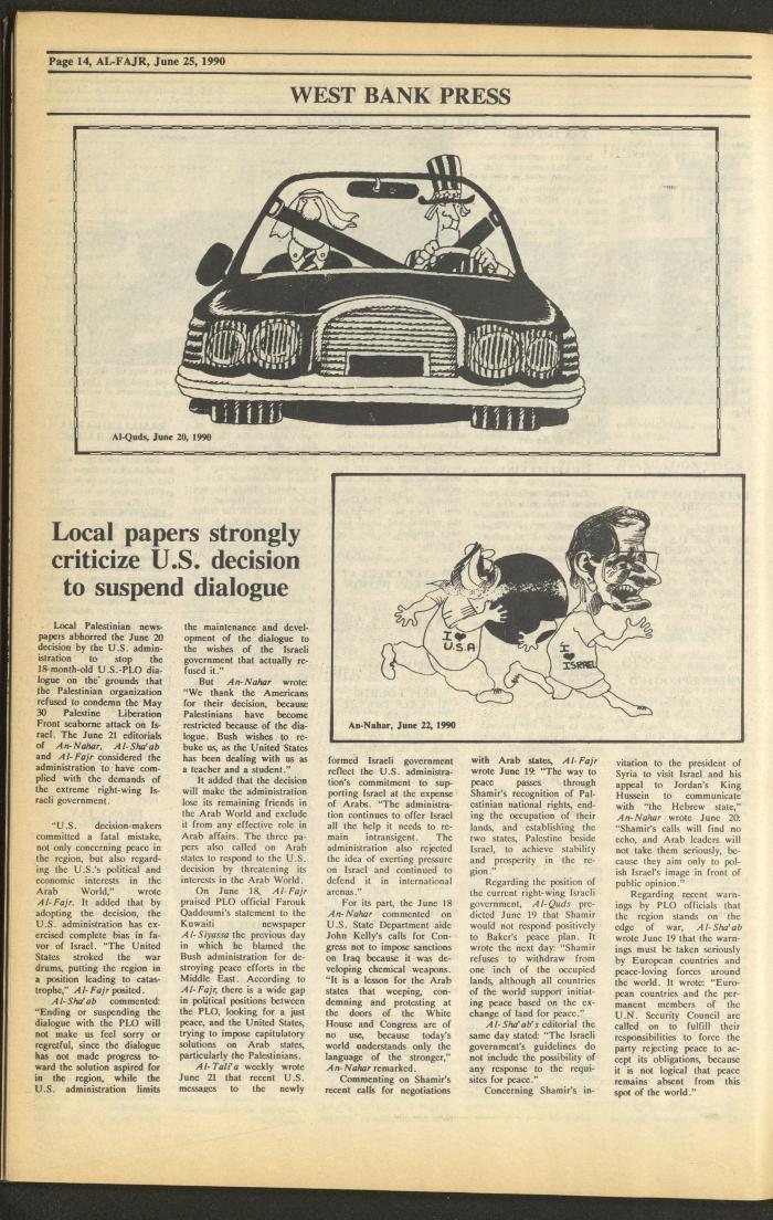 Issue 527 of al-Fajr Newspaper, 25 June 1990