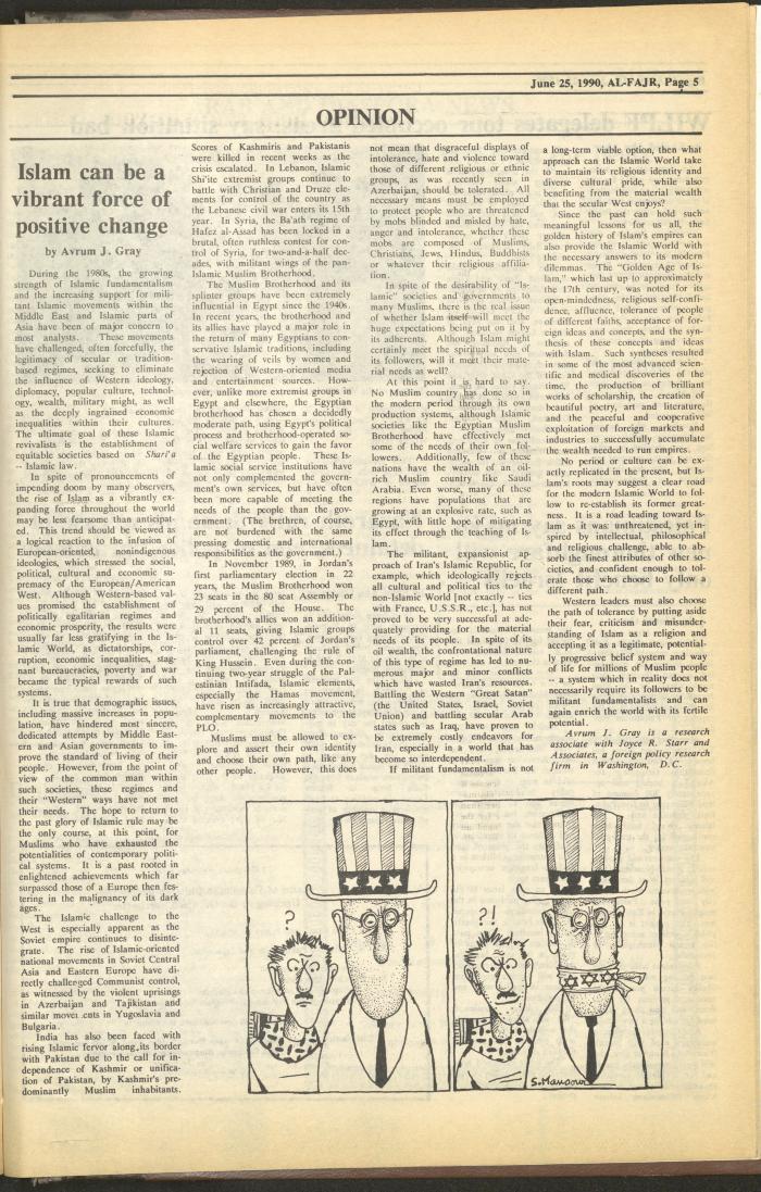 Issue 527 of al-Fajr Newspaper, 25 June 1990