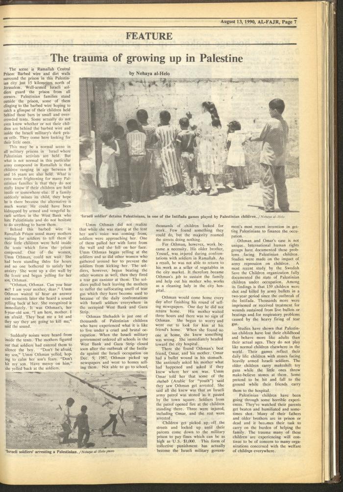 Issue 534 of al-Fajr Newspaper, 13 August 1990