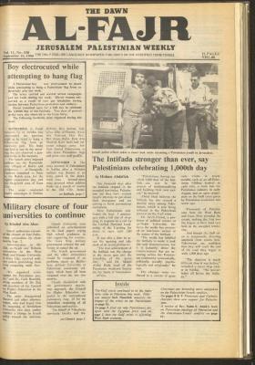 العدد 538 من جريدة الفجر، 10 أيلول 1990