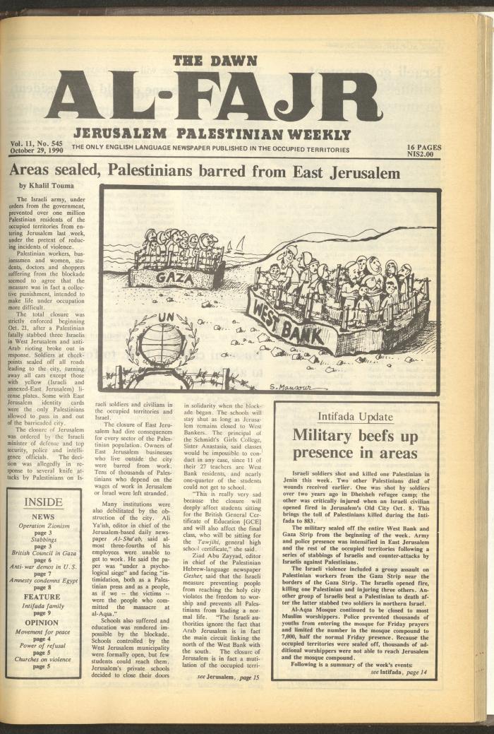 العدد 545 من جريدة الفجر، 29 تشرين الأول 1990