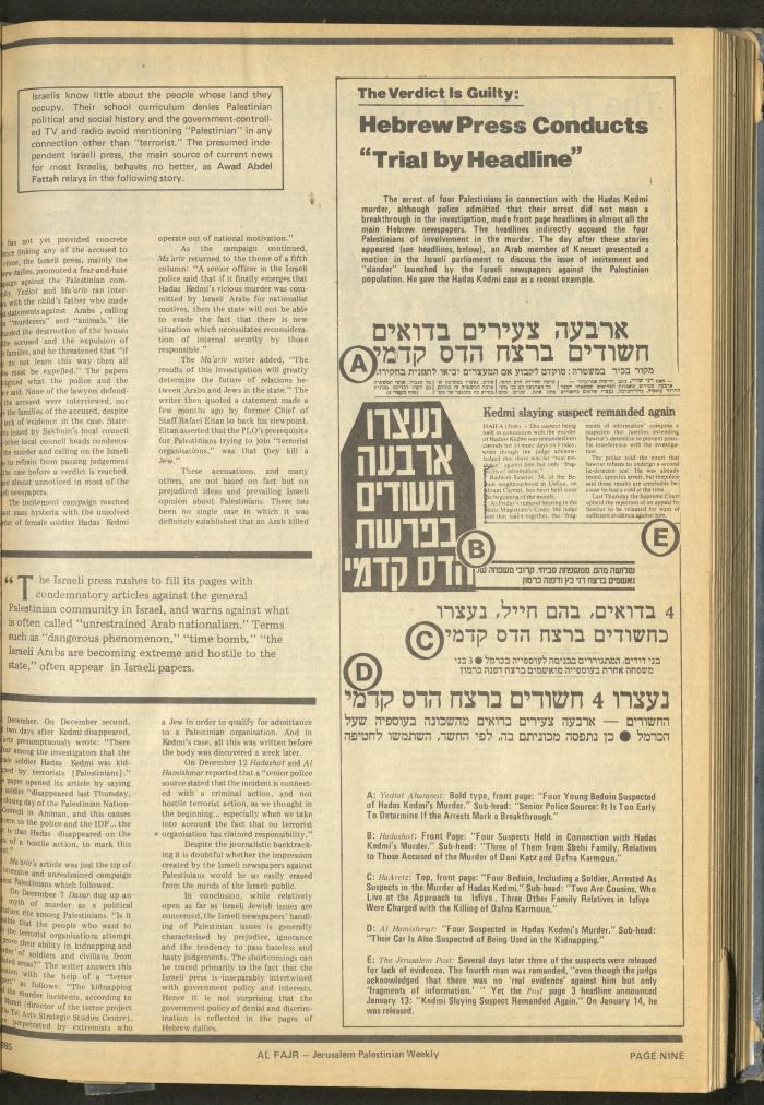 Issue 248 of al-Fajr Newspaper, 1 February 1985