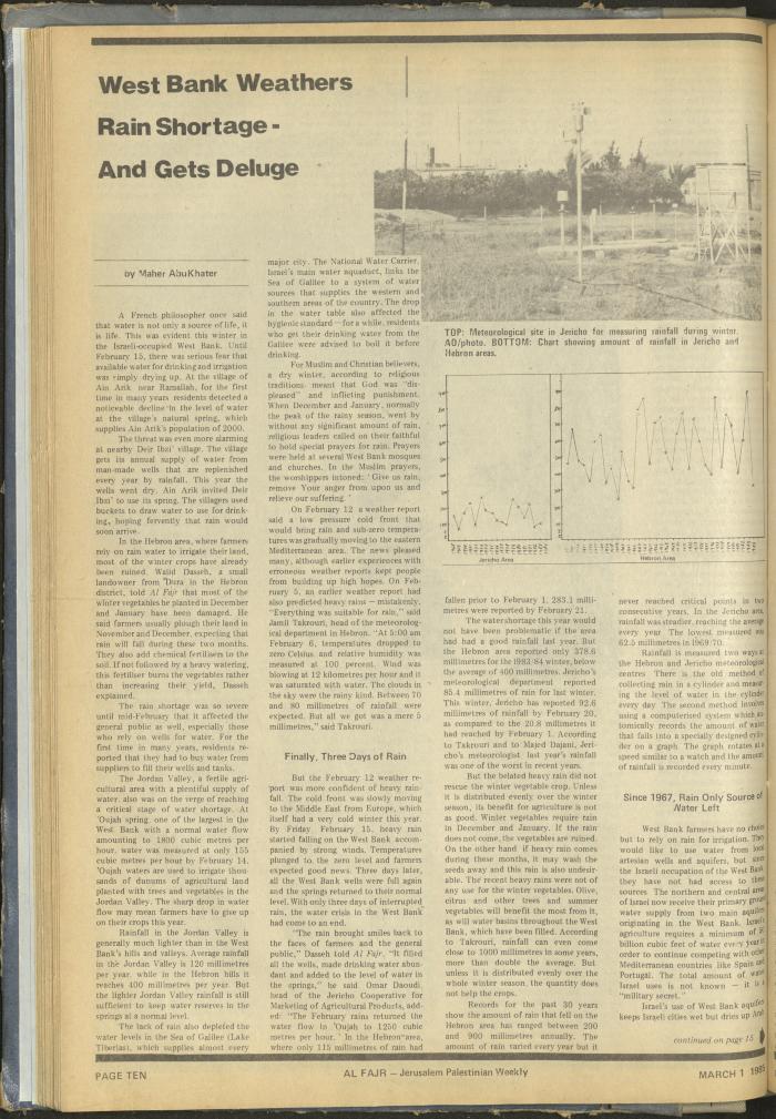 العدد 252 من جريدة الفجر، 1 آذار 1985